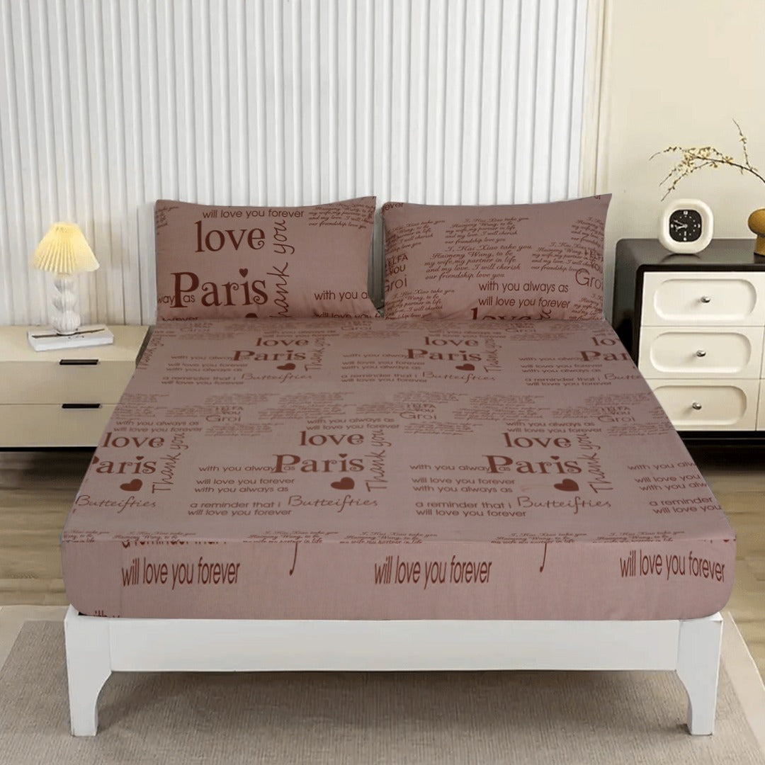 3PCS Printed Fitted Sheet with pillow Covers - 1153
