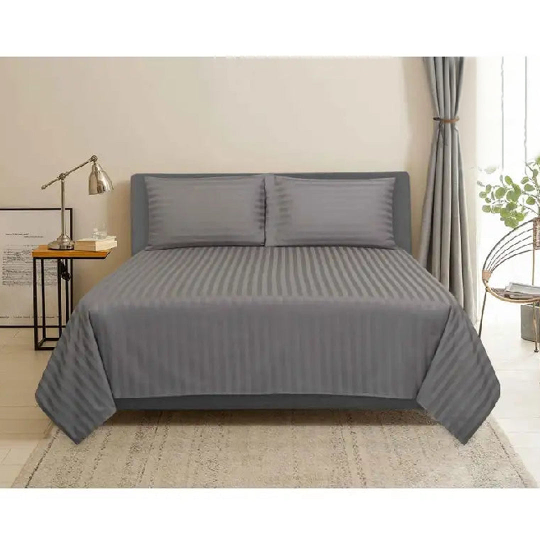 3 Pcs Satin Strip Bed Sheet Dove NS-734