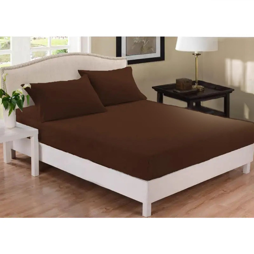 Fitted Sheet Rich Cotton Brown with Pillow cover