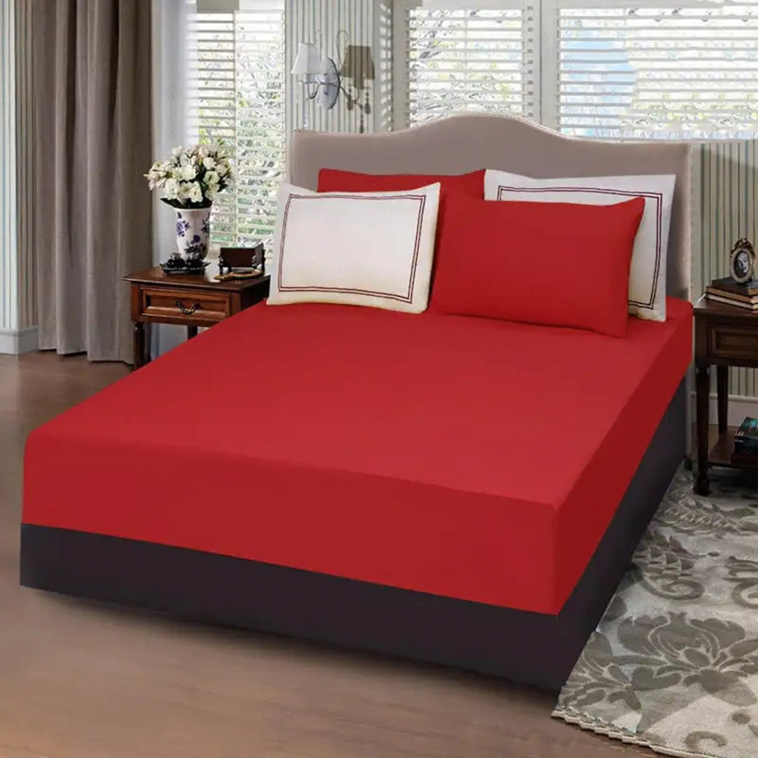 5 PCs Baratta Stitched Fitted Sheet Set Red