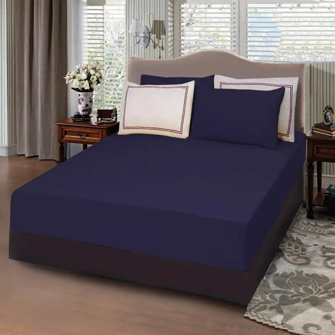 5 PCs Baratta Stitched Fitted Sheet Set Navy