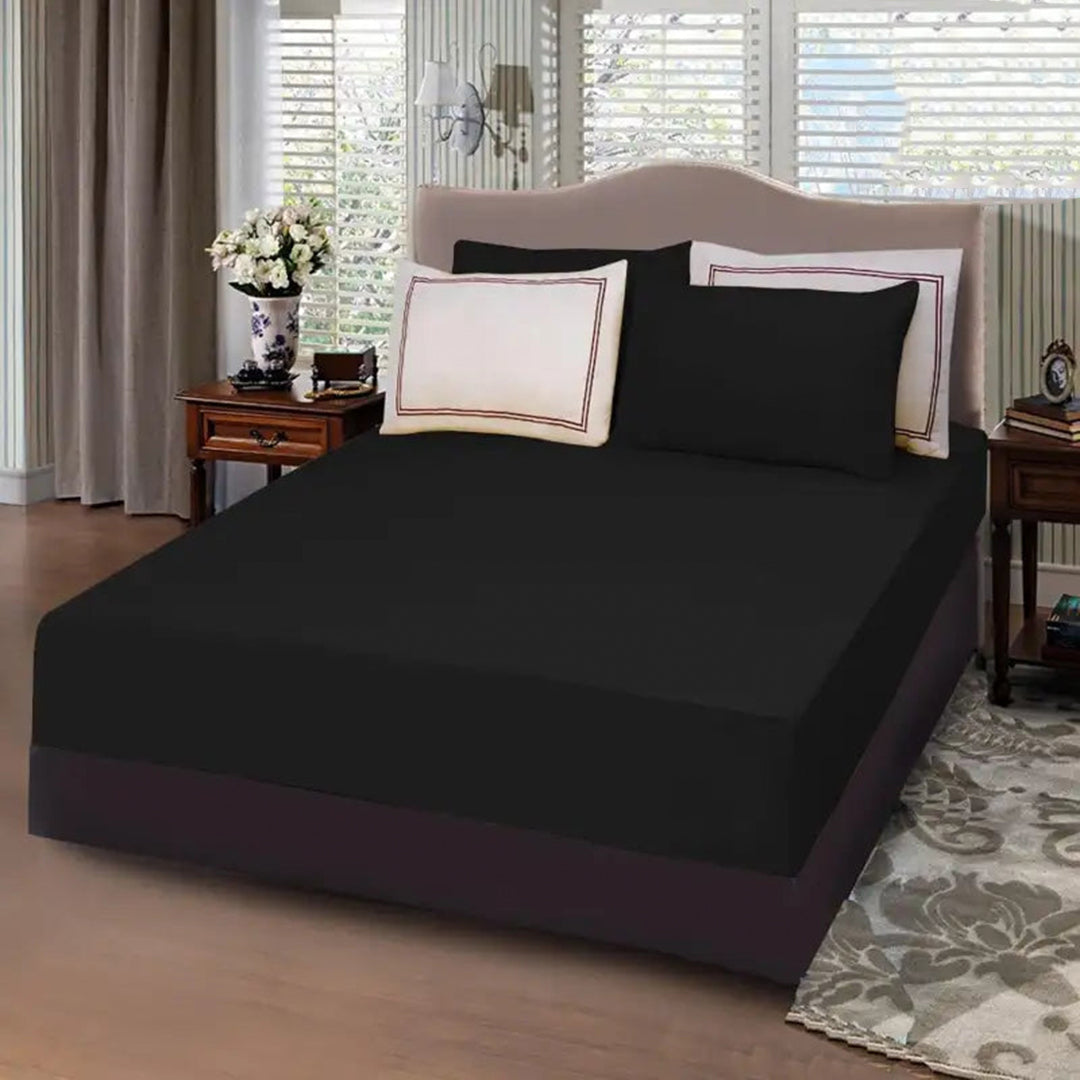 5 PCs Baratta Stitched Fitted Sheet Set Black