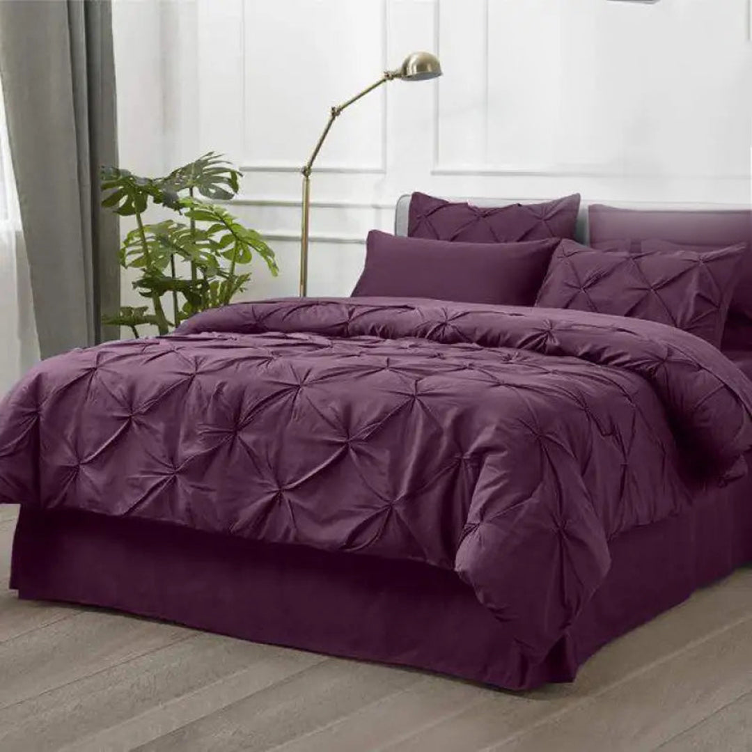 6 Pc's Luxury Diamond Pintuck Bedspread Light Filled Purple