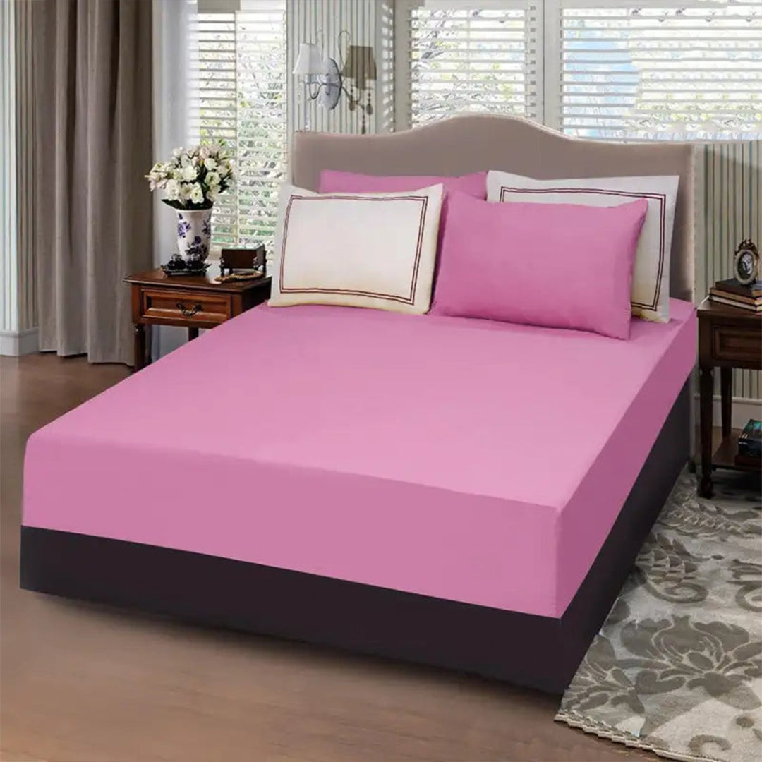 5 PCs Baratta Stitched Fitted Sheet Set Baby Pink