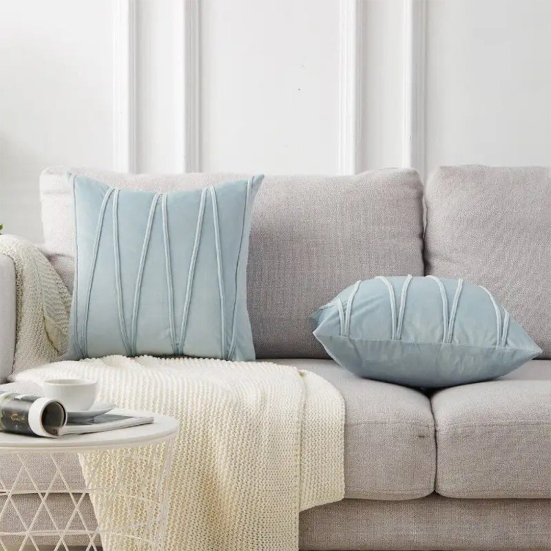 PACK OF 2 VELVET DECORATIVE SQUARE CUSHION -SKY BLU