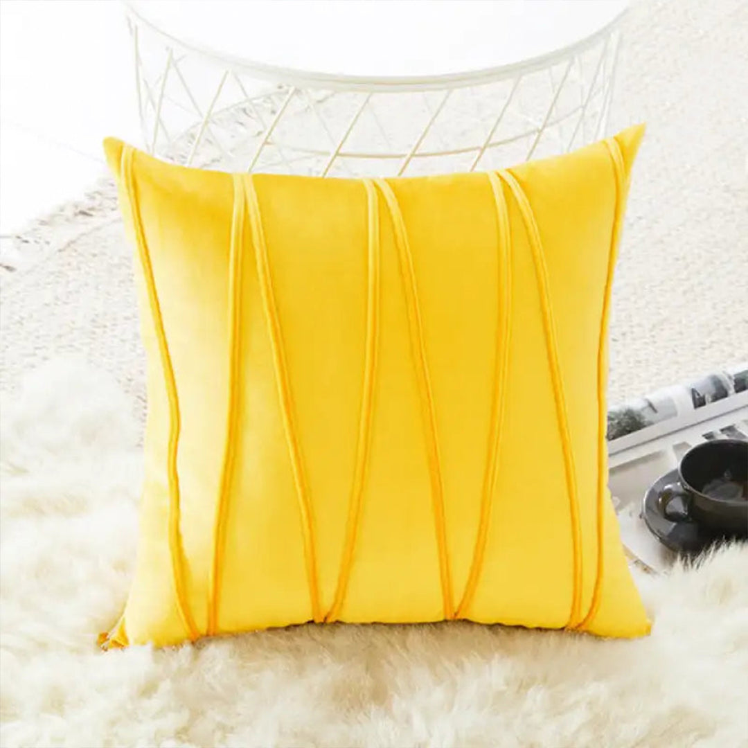 PACK OF 2 VELVET DECORATIVE SQUARE CUSHION -YELLOW