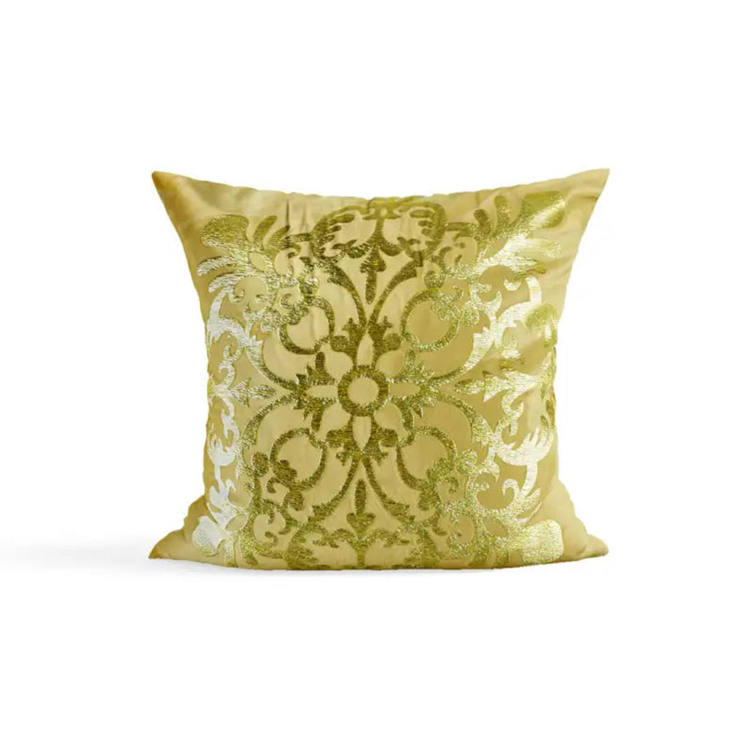 PACK OF 2 VELVET GOLDEN CUSHION COVER WITH GOLDEN MOTIF