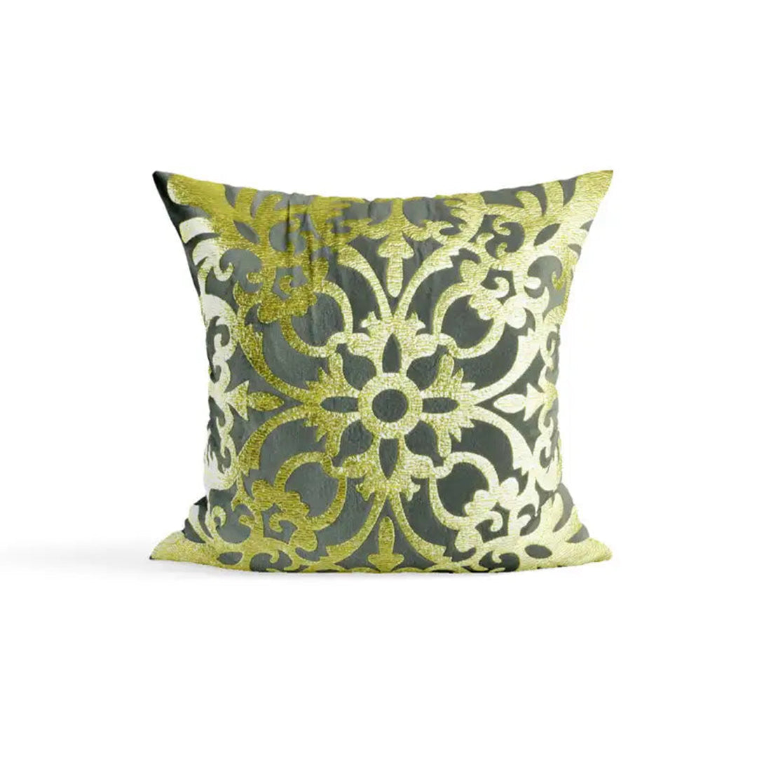 PACK OF 2 VELVET GREY CUSHION COVER WITH GOLDEN MOTIF
