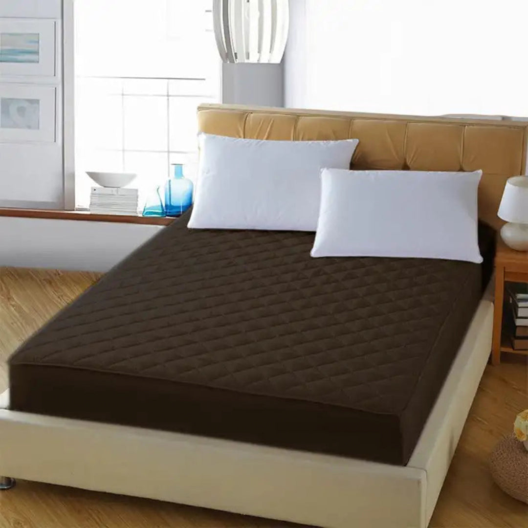 Quilted Waterproof Mattress Protector - Brown