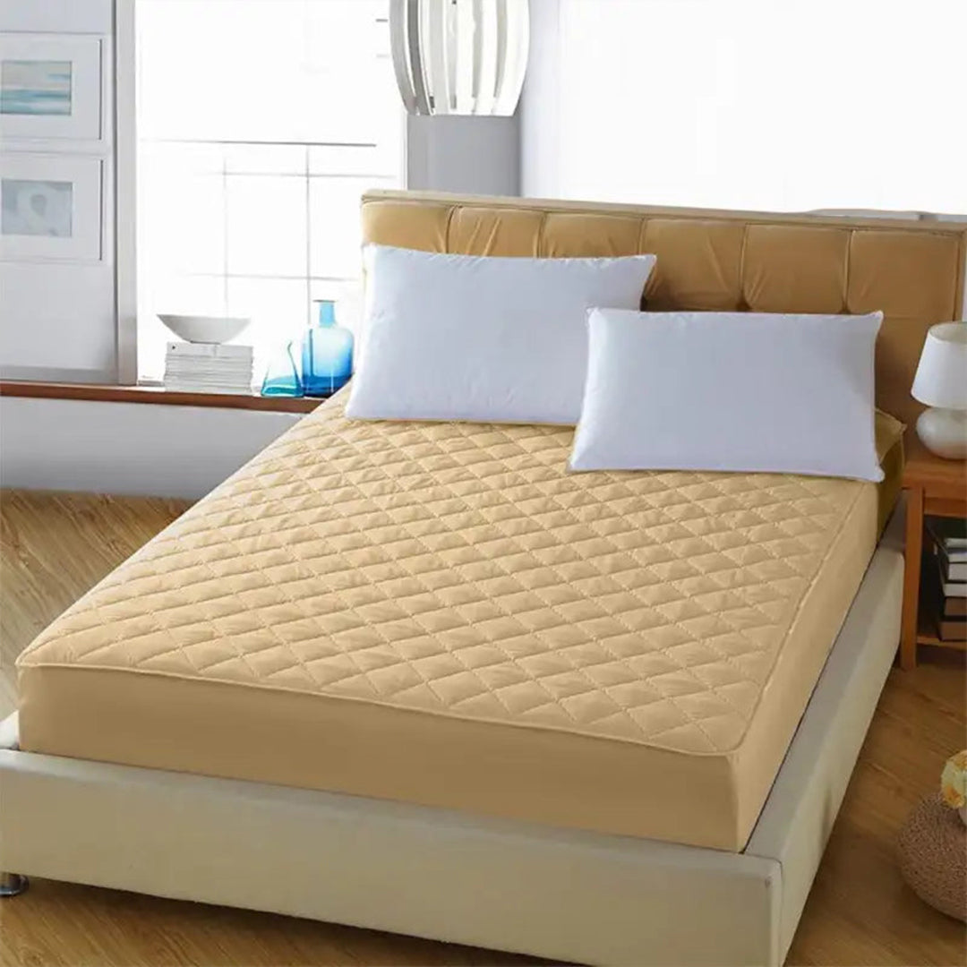 Quilted Waterproof Mattress Protector - Beige