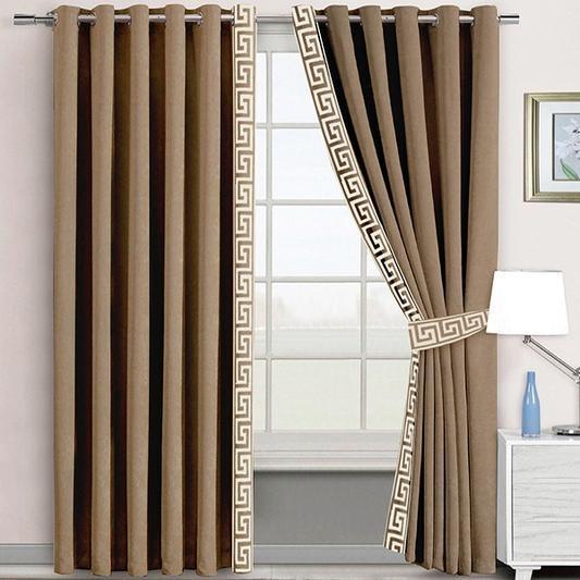 2 Pc's Luxury Velvet Embroidered Curtains With 2 Belts 17