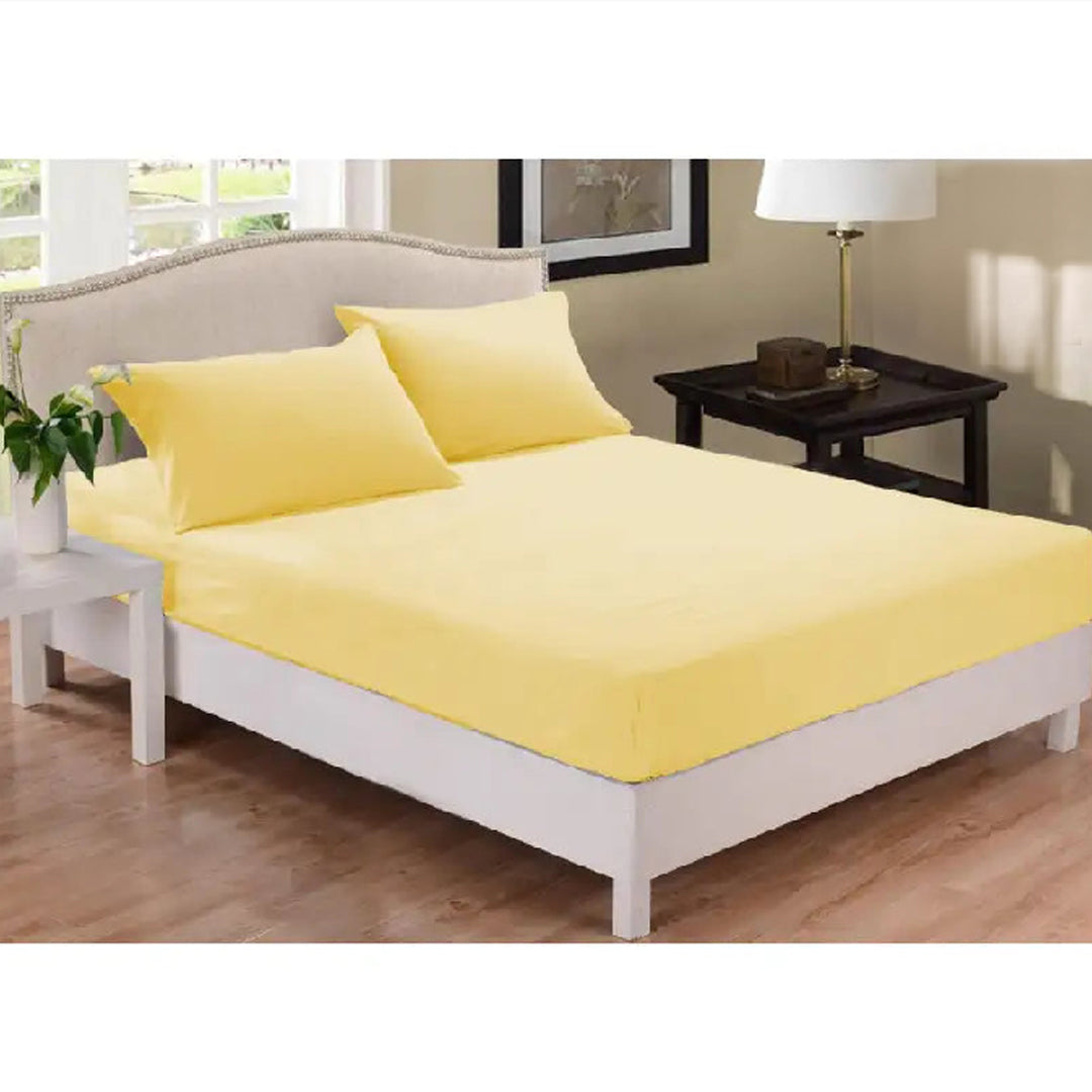 Fitted Sheet Rich Cotton Yellow With Pillow Cover