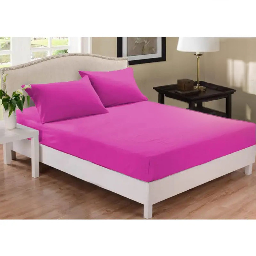 Fitted Sheet Rich Cotton Shocking Pink With Pillow cover