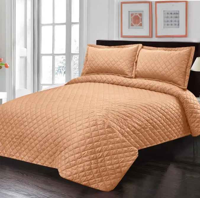 3 Pcs Pure Luxury Bedspread Golden Orange