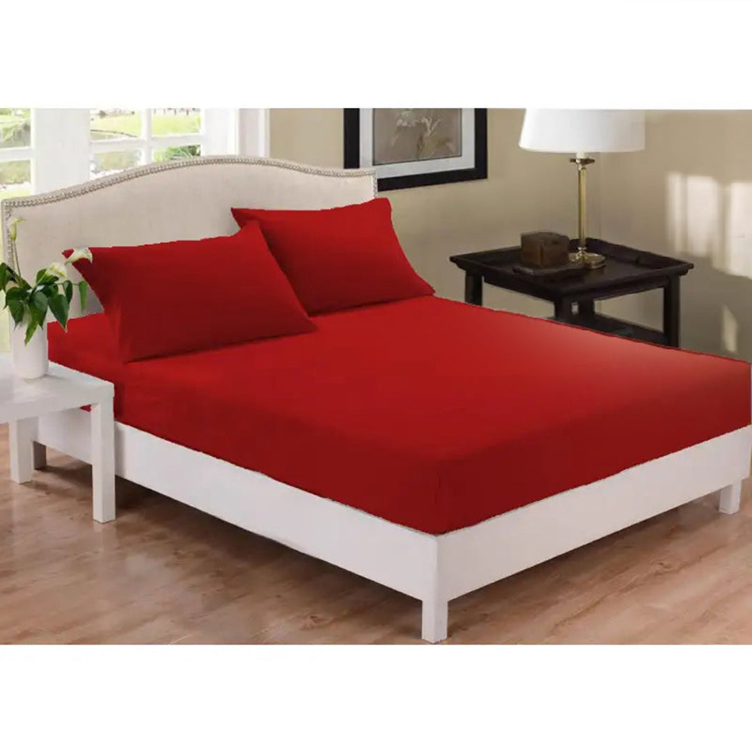 Fitted Sheet Rich Cotton Red With Pillow Cover