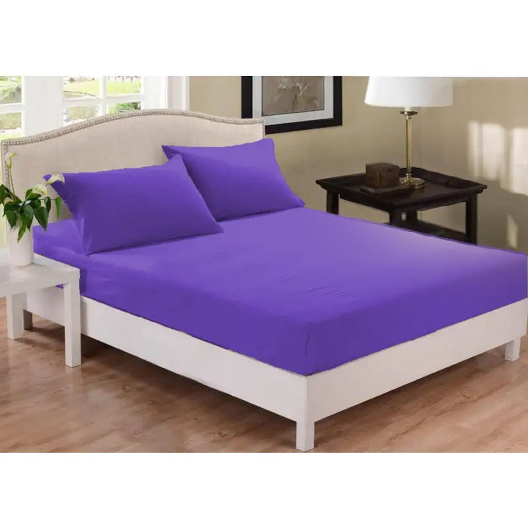 Fitted Sheet Rich Cotton Purple With Pillow Cover