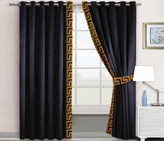 2 Pc's Luxury Velvet Embroidered Curtains With 2 Belts 06