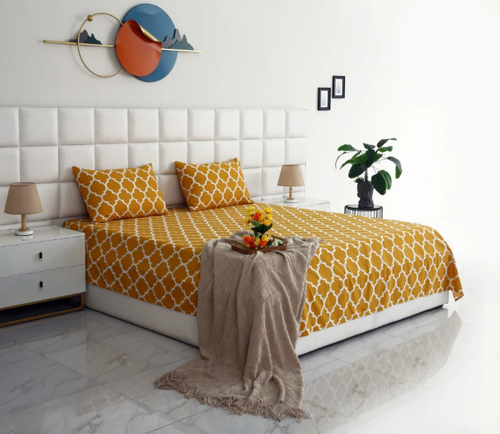 3 Pcs Premium Printed Bedsheet Set - 1555