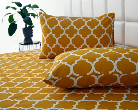 3 Pcs Premium Printed Bedsheet Set - 1555