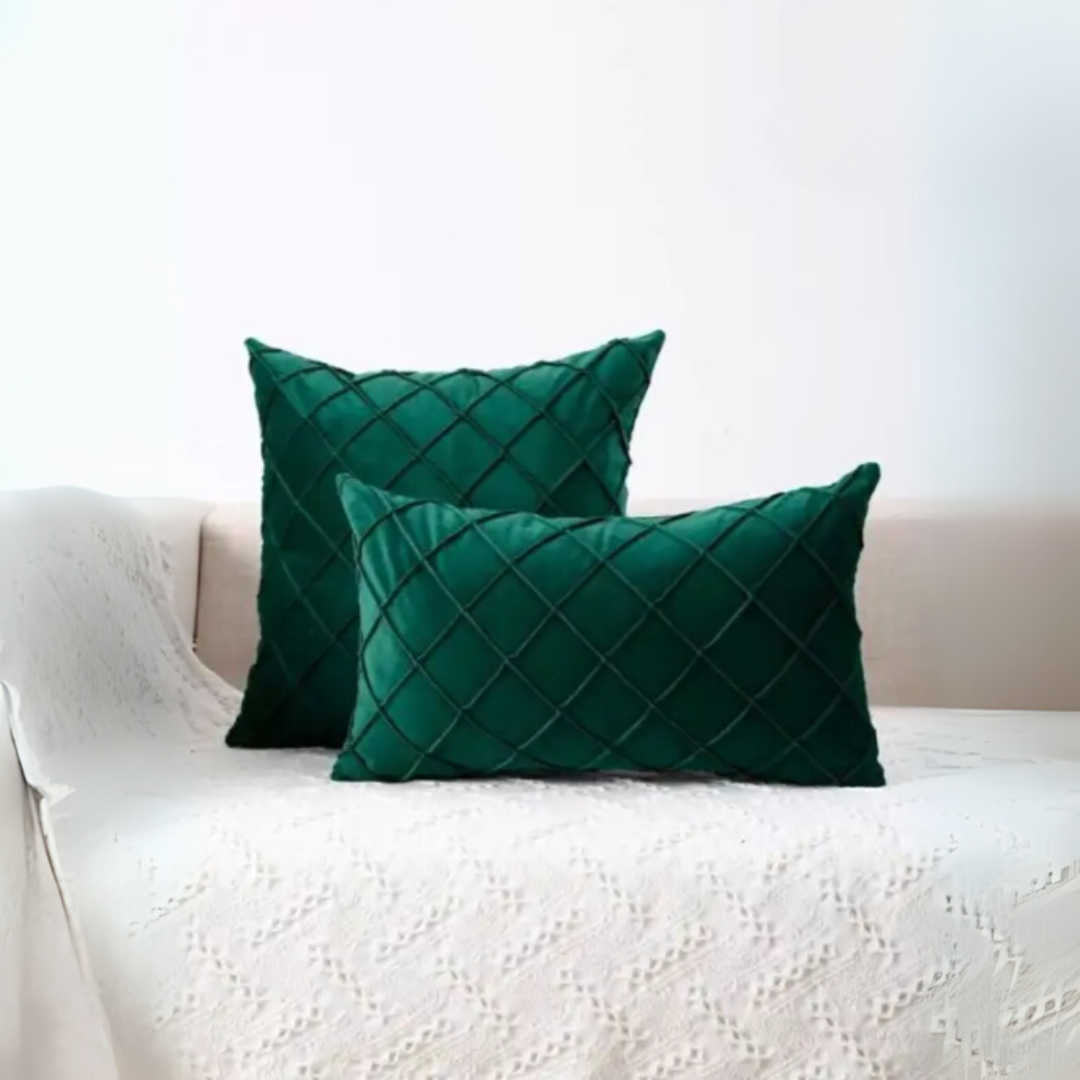 VELVET CUSHION COVER & DUCK PILLOW COVER GREEN