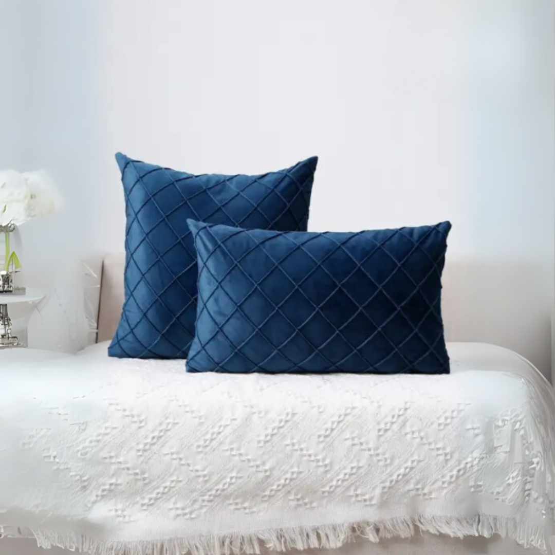 VELVET CUSHION COVER & DUCK PILLOW COVER BLUE
