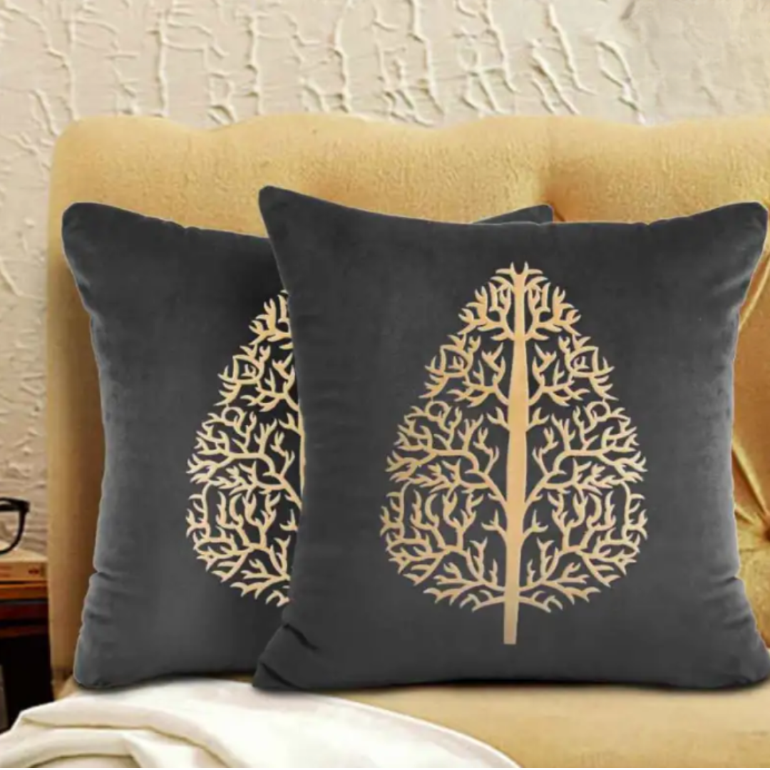 PAIR OF LUXURY CUSHION COVER GRAY