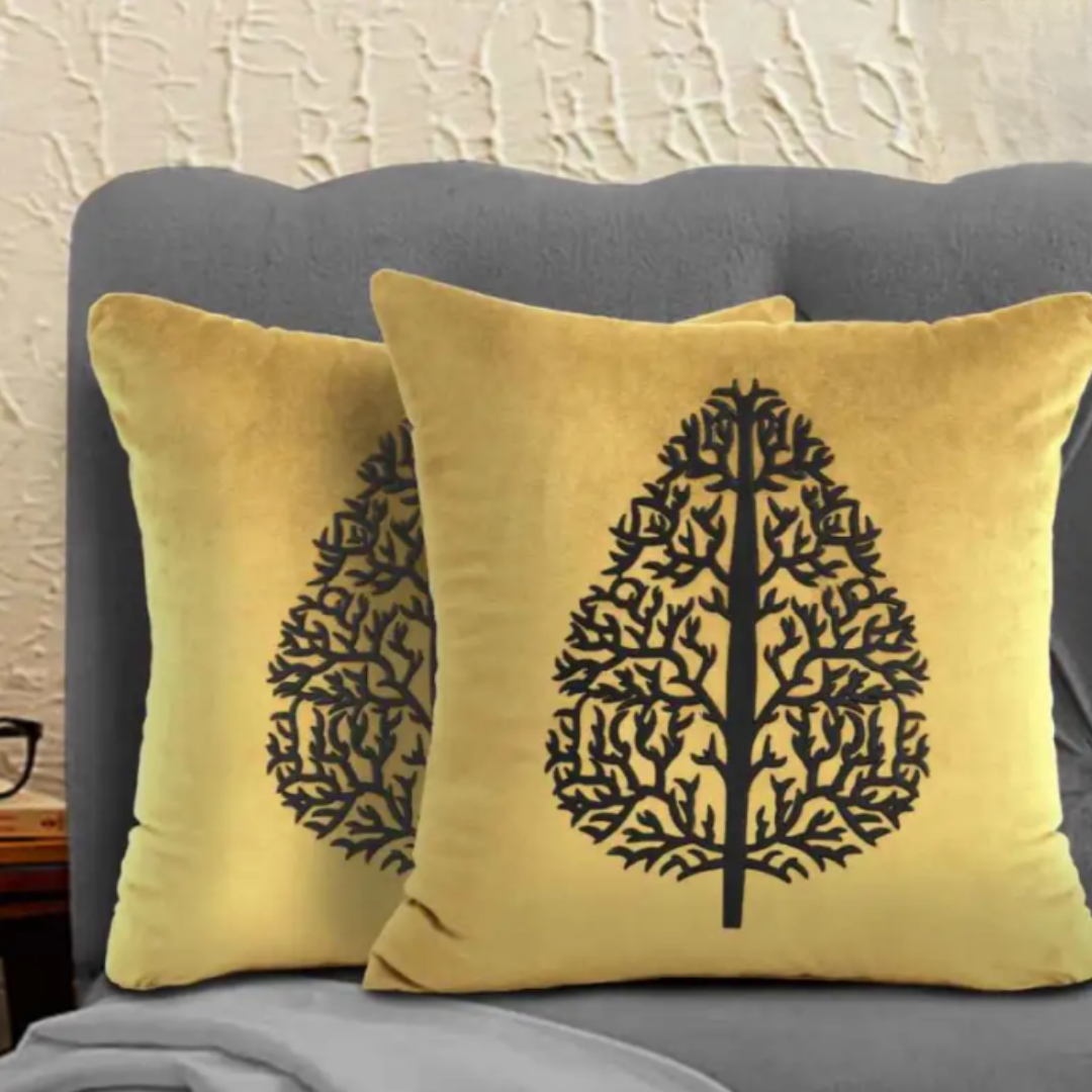 PAIR OF LUXURY CUSHION COVER LEMON