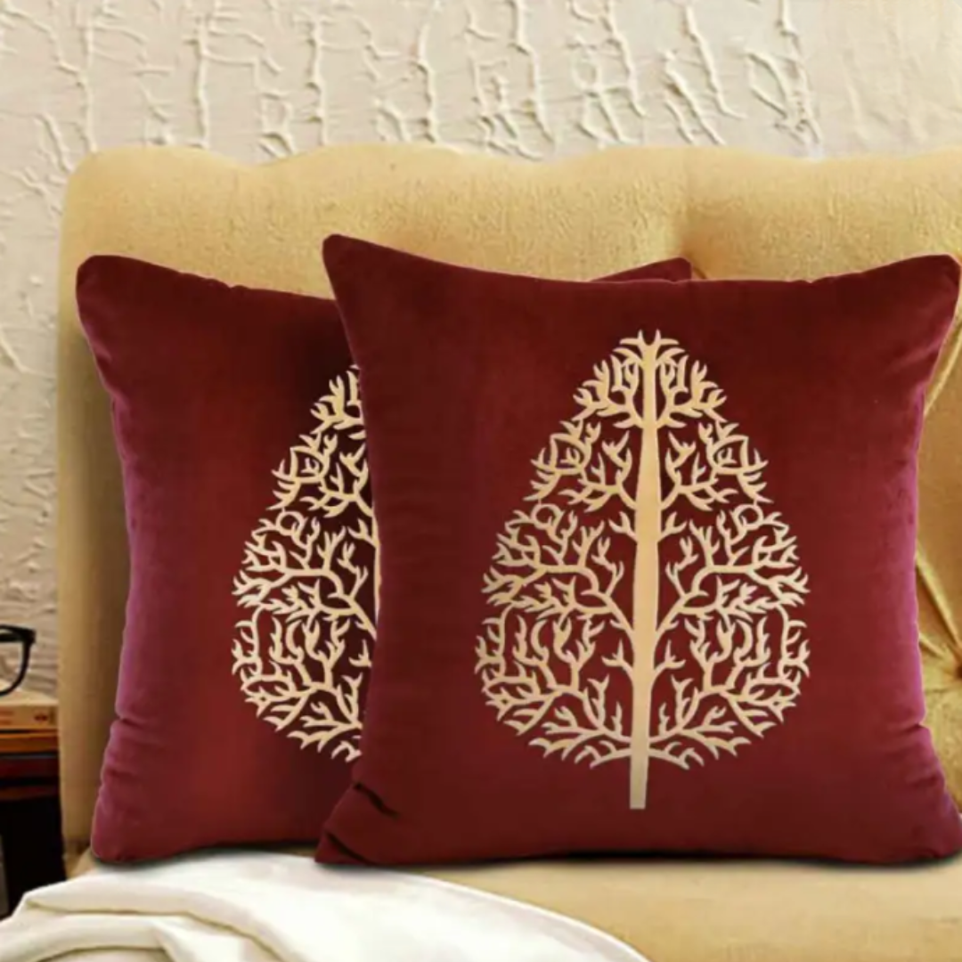 PAIR OF LUXURY CUSHION COVER MAROON