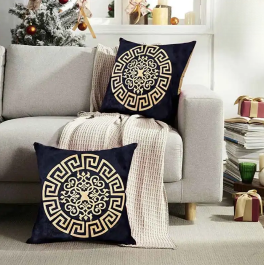 PAIR OF ROYAL BLUE VELVET CUSHIONS