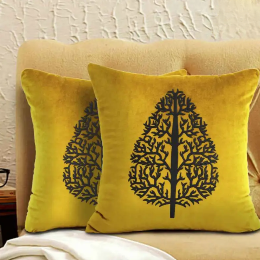 PAIR OF LUXURY CUSHION COVER YELLOW