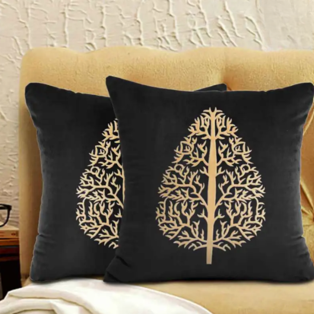 PAIR OF LUXURY CUSHION COVER BLACK