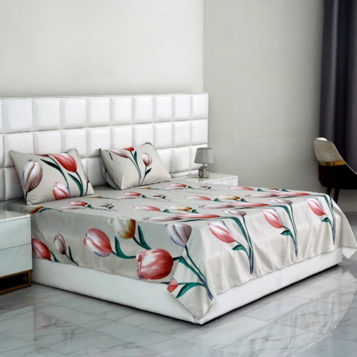 Blush Bloom Premium Bedsheet - 1587