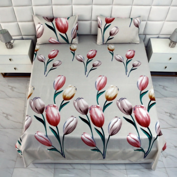 Blush Bloom Premium Bedsheet - 1587
