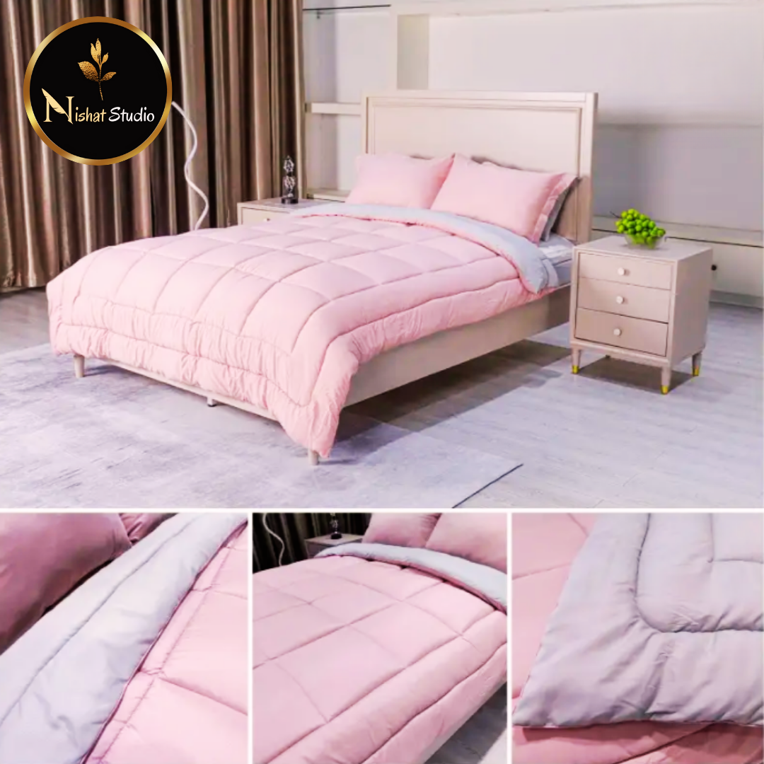 6 Piece Summer Comforter set Baby Pink