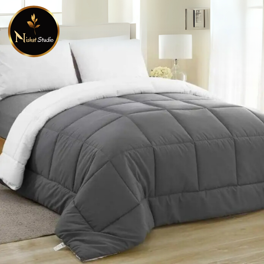 6 Piece Summer Comforter set Grey & White