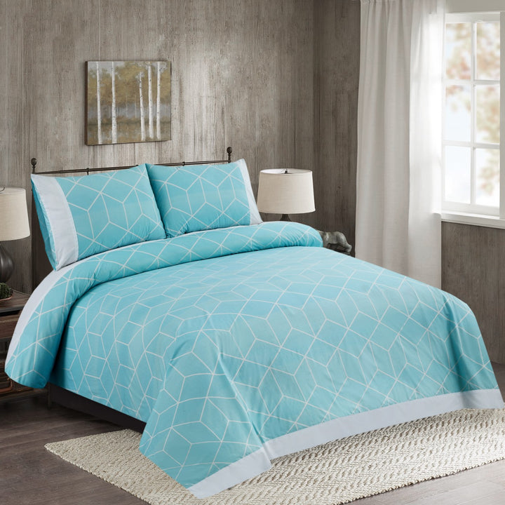 3 Pcs Cuffed Printed Bedsheet Set - 1383