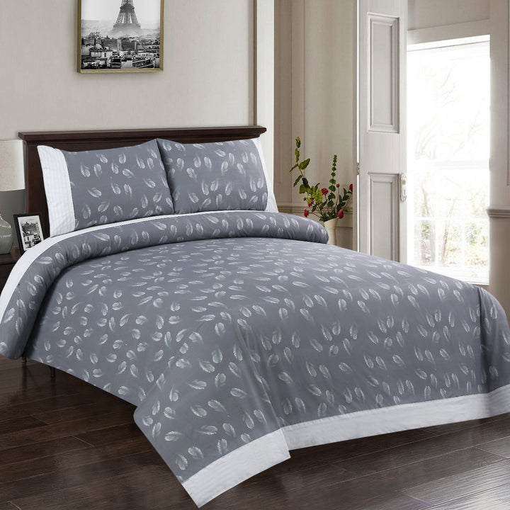 3 Pcs Cuffed Printed Bedsheet Set - 1497