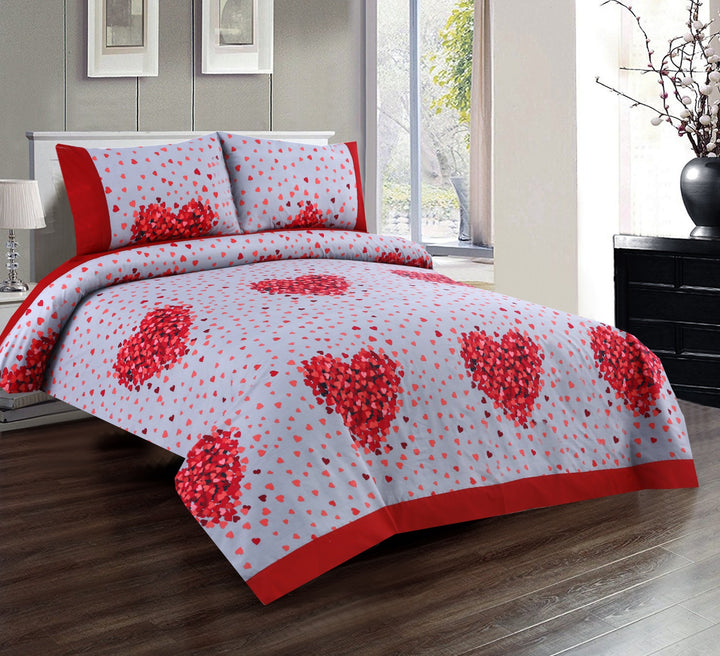 3 Pcs Cuffed Printed Bedsheet Set - 1501