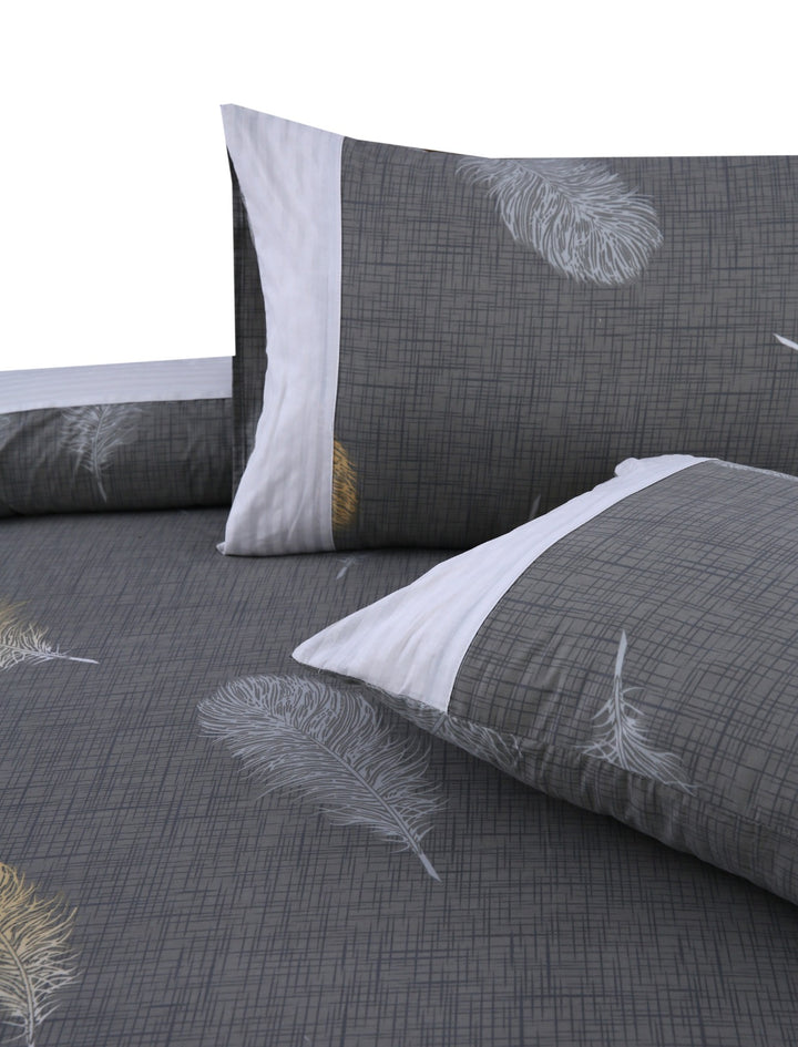 3 Pcs Cuffed Printed Bedsheet Set - 1502