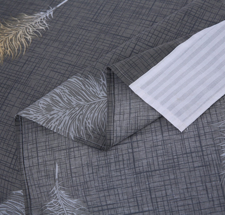 3 Pcs Cuffed Printed Bedsheet Set - 1502