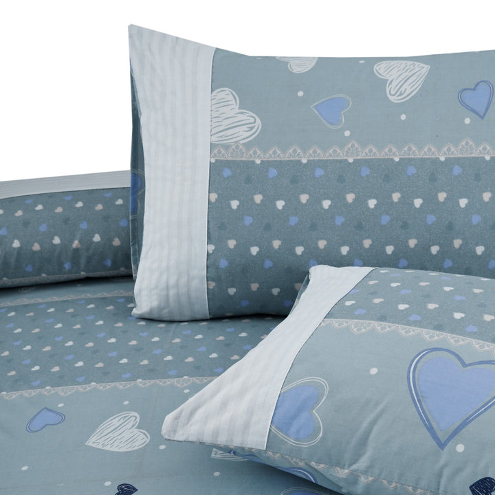 3 Pcs Cuffed Printed Bedsheet Set - 1503