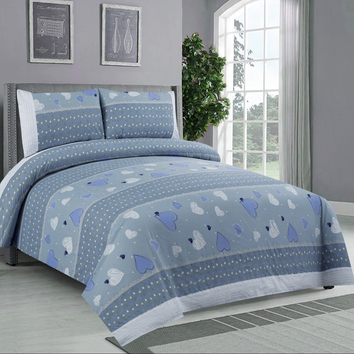 3 Pcs Cuffed Printed Bedsheet Set - 1503