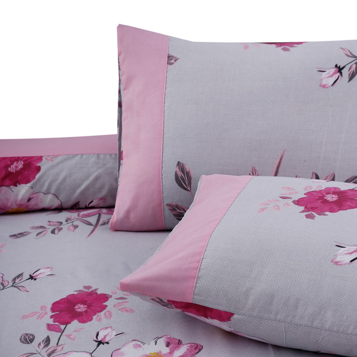 3 Pcs Cuffed Printed Bedsheet Set - 1505