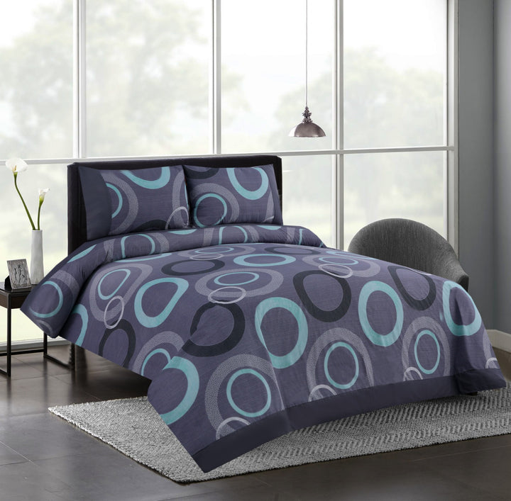 3 Pcs Cuffed Printed Bedsheet Set - 1507