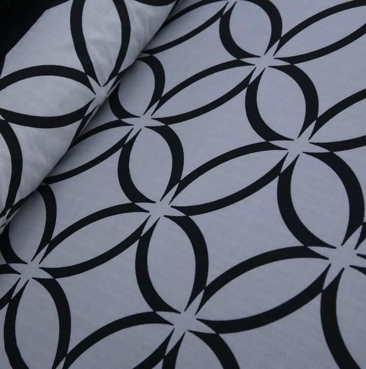 3 Pcs Cuffed Printed Bedsheet Set - 1508