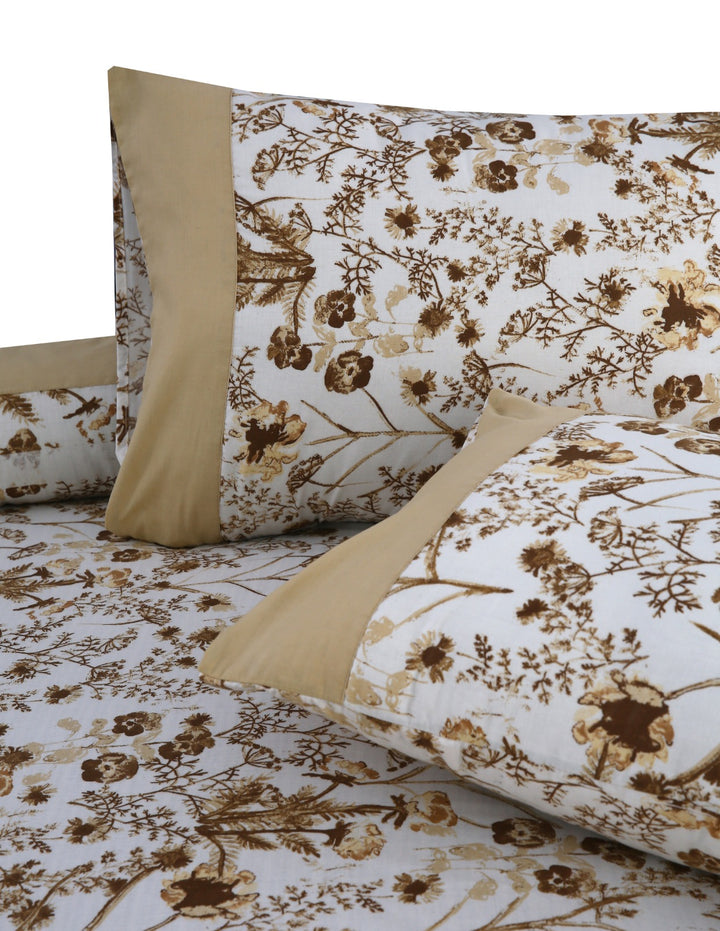 3 Pcs Cuffed Printed Bedsheet Set - 1510