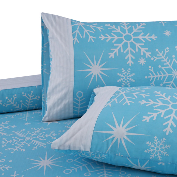 3 Pcs Cuffed Printed Bedsheet Set - 1512