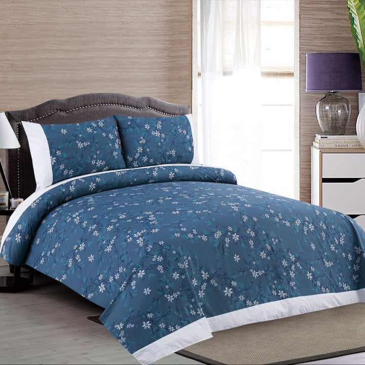 3 Pcs Cuffed Printed Bedsheet Set - 1514