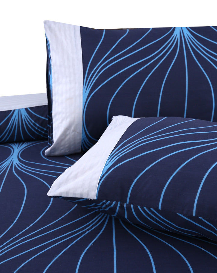 3 Pcs Cuffed Printed Bedsheet Set - 1517