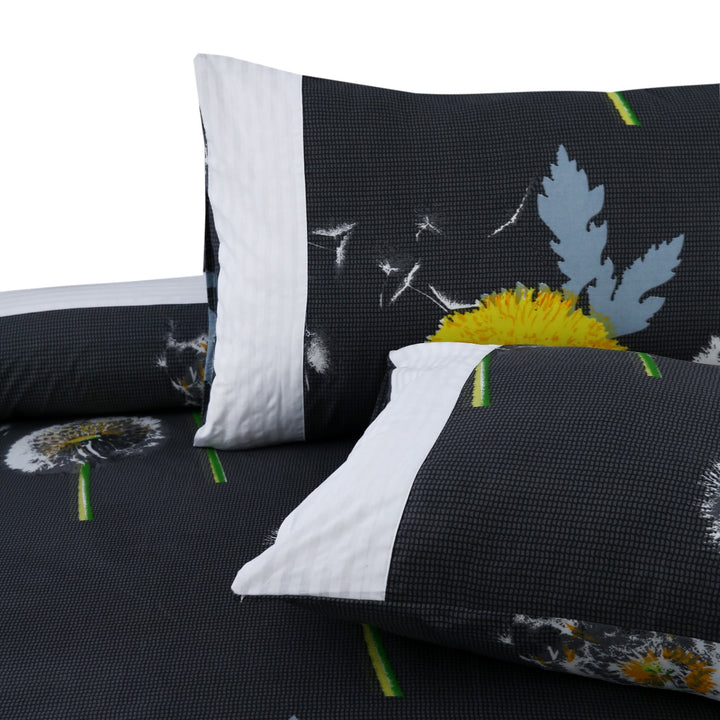 3 Pcs Cuffed Printed Bedsheet Set - 1537